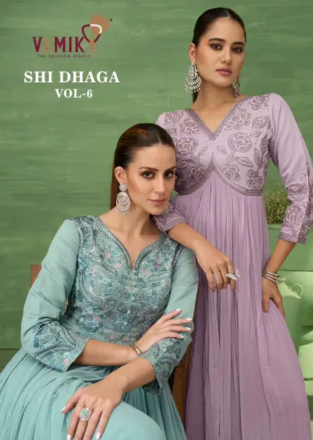 Shi Dhaga Vol 6 By Vamika Nx Viscose Georgette Embroidery Online Gown Wholesale
